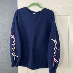 PINK Victoria's Secret Navy Sweatshirt with Pink Logo Trim